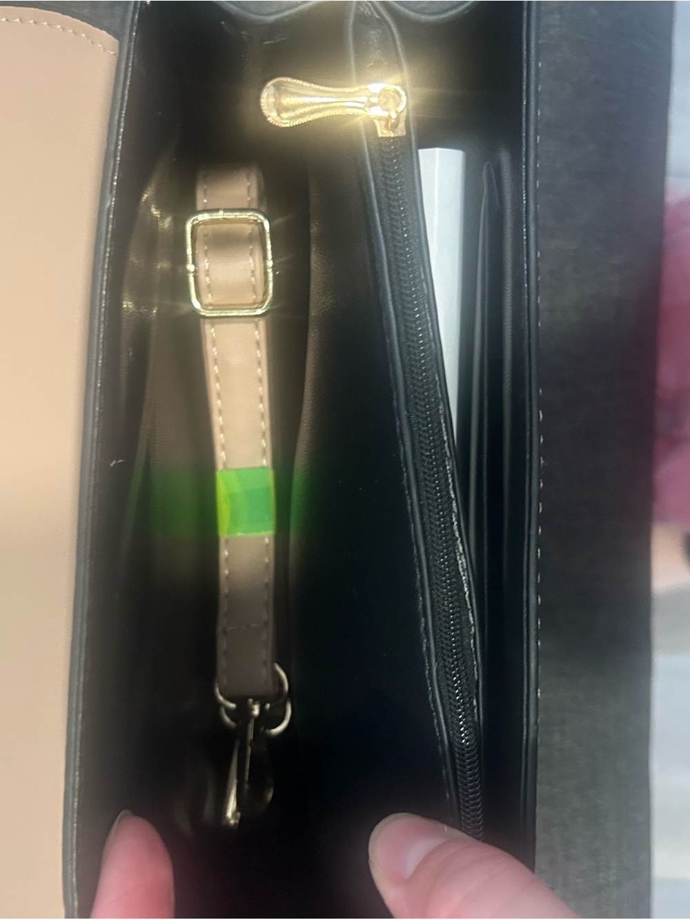 Purse Tan & Cream Top-Handle Satchel - Picture 9 of 9